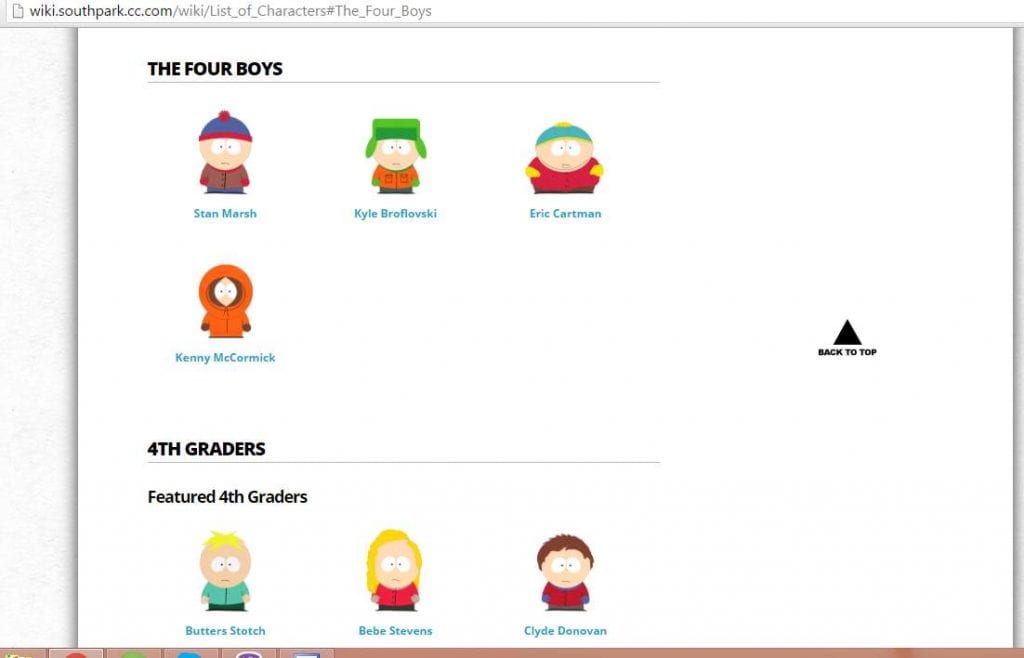 south park characters