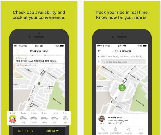 Ola cabs - Book a taxi with one touch