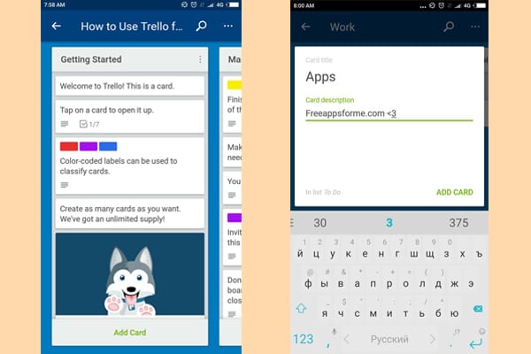 trello screenshot
