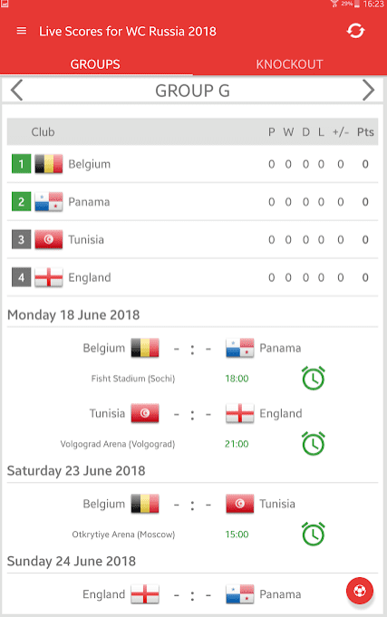 Live Scores for World Cup Russia 2018 1