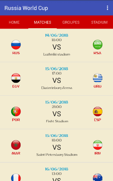Russia World Cup 2018 app