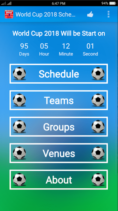 World Cup 2018 Schedule app