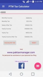 Pak Tax Manager Calculator