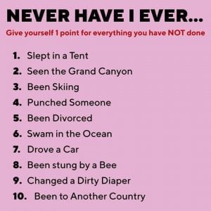 NEVER HAVE I EVER